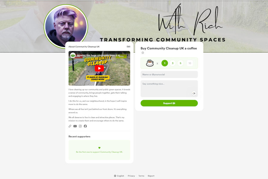 Support Community Cleanups through Buy Me A Coffee